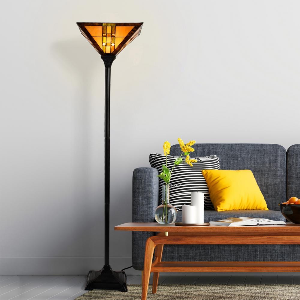 71 in. Multi-Colored Tiffany Style LED Torchiere Floor Lamp price history on PriceWatchPro