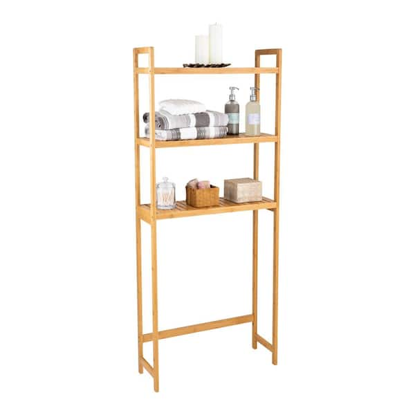  VIAGDO Over The Toilet Storage Shelf, Bamboo 4-Tier Bathroom  Space Saver Organizer Rack with Toilet Paper Holder, Freestanding Above  Toilet Stand with 4 Hooks for Bathroom, Laundry, White : Home 