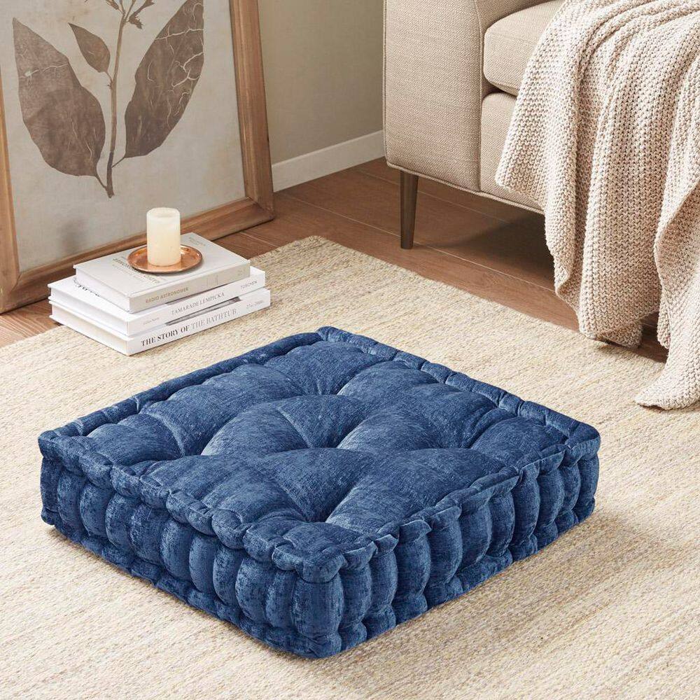 Navy Polyester Square Pouf Floor Pillow Cushion Upholstered Pouf Comfortable Home Pouf price history on PriceWatchPro