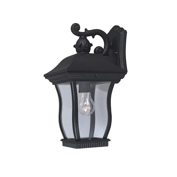 Designers Fountain Chelsea 14.5 in. Black 1-Light Outdoor Line Voltage Wall Sconce with No Bulb Included