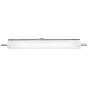 Vail 30.25 in. 26-Watt Brushed Steel Integrated LED Bath Light with Opal Shade