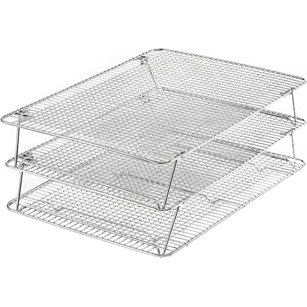 Stainless Steel Stackable Cooling Rack 3 Tier 12x16.5 Oven Dishwasher Safe Fits Half Sheet For Baking Cookies Cakes