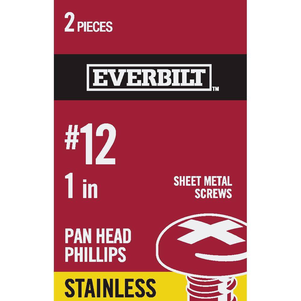#12 X 1-1/4" Stainless Steel Pan Head Phillips Sheet Metal Screws – 25 Pack