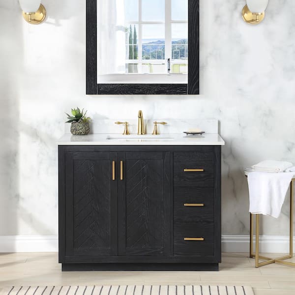 Altair Gazsi 42 in.W x 22 in.D x 34 in.H Bath Vanity in Black Oak with ...