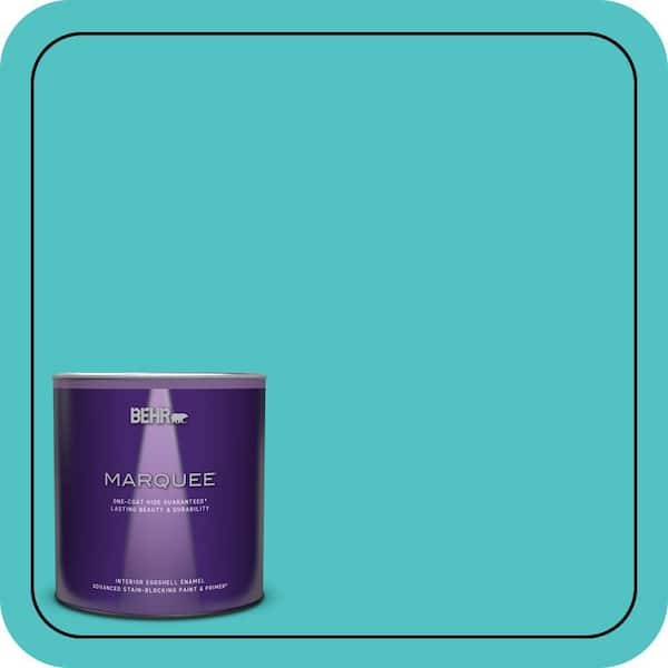 BEHR MARQUEE 1 qt. #500B-4 Gem Turquoise Eggshell Enamel Interior Paint & Primer