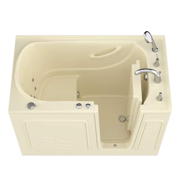 Universal Tubs Safe Economy Series 30 in. L x 53 in. W Whirlpool Jetted Bathtub with Right Drain in Biscuit with Powered Fast Drain