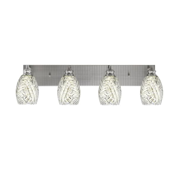 Unbranded Albany 32.25 in. 4-Light Brushed Nickel Vanity Light with Natural Fusion Glass Shades