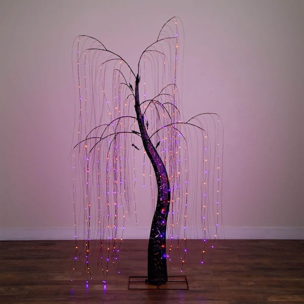 Nearly Natural 7ft. Pre-Lit Artificial Halloween Black Willow Tree