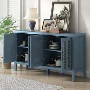 58-in. W x 15-in. D x 32-in. H Antique Blue MDF Ready to Assemble Pantry Kitchen Cabinet with Closed Grain Pattern