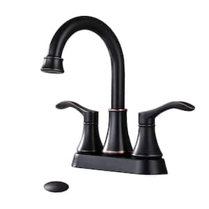 ABA DESK MOUNT 4 in. Centerset Double Handle Lavatory Vanity Bathroom Faucet with Pop Up Sink Drain in Oil Rubbed Bronze