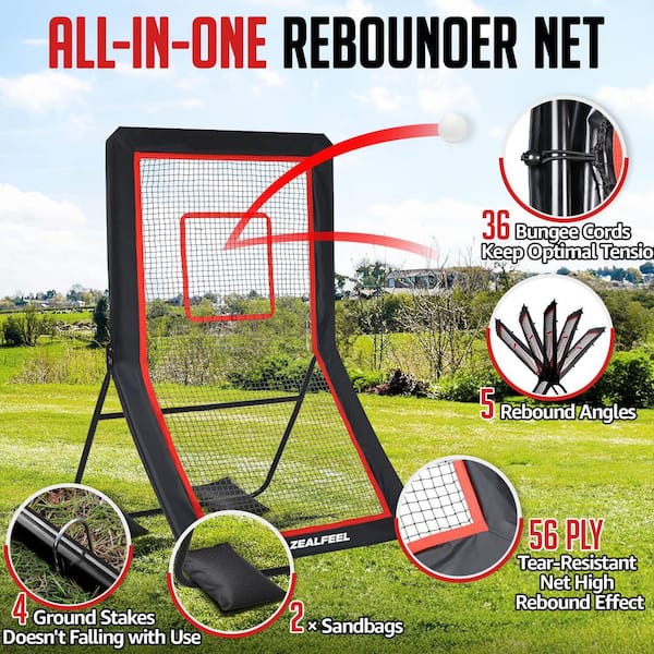 ZEALFEEL 4 x 6 ft. Lacrosse Rebounder with 5-Angles, Target Strip