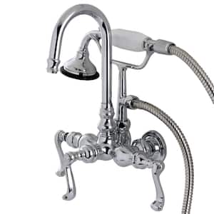 Vintage 3-3/8 in. Center 3-Handle Claw Foot Tub Faucet with Handshower in Chrome