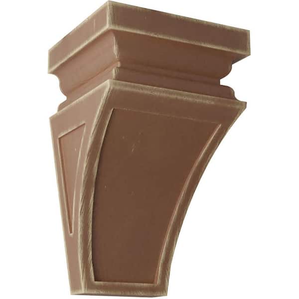 Ekena Millwork 5 in. x 10 in. x 5-3/4 in. Weathered Brown Medium Nevio Wood Vintage Decor Corbel