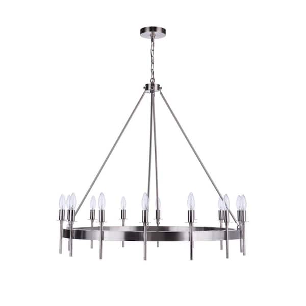 CRAFTMADE Larrson 14-Light Brushed Polished Nickel Finish Transitional Chandelier for Kitchen/Dining/Foyer, No Bulbs Included