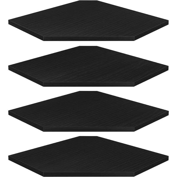 11.81 in. x 1.58 in. x 11. 81 in. Black Floating Shelf Decorative Wall Shelf Set of 4