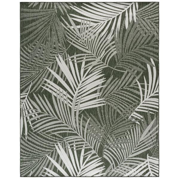 Beach House 8 ft. x 10 ft. Green/Ivory Leaf BHS264Y Area Rug