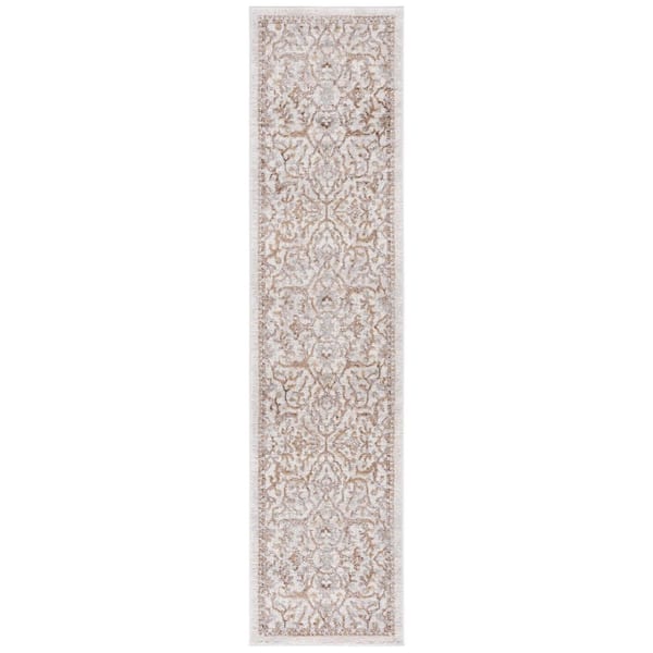 SAFAVIEH Palma 2 ft. x 11 ft. Beige/Brown Ornate Border Runner Rug