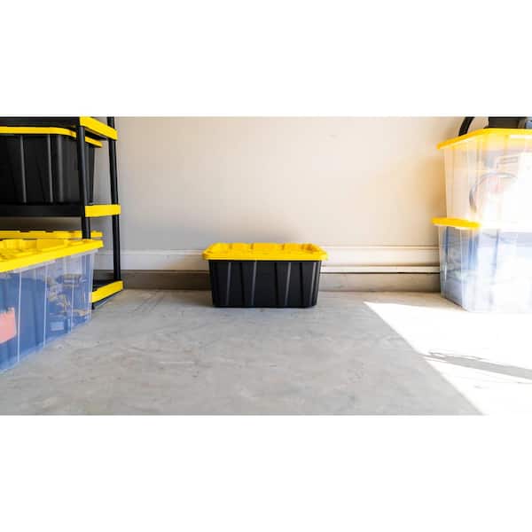 HDX - 17 Gal. Tough Storage Tote in Black with Yellow Lid