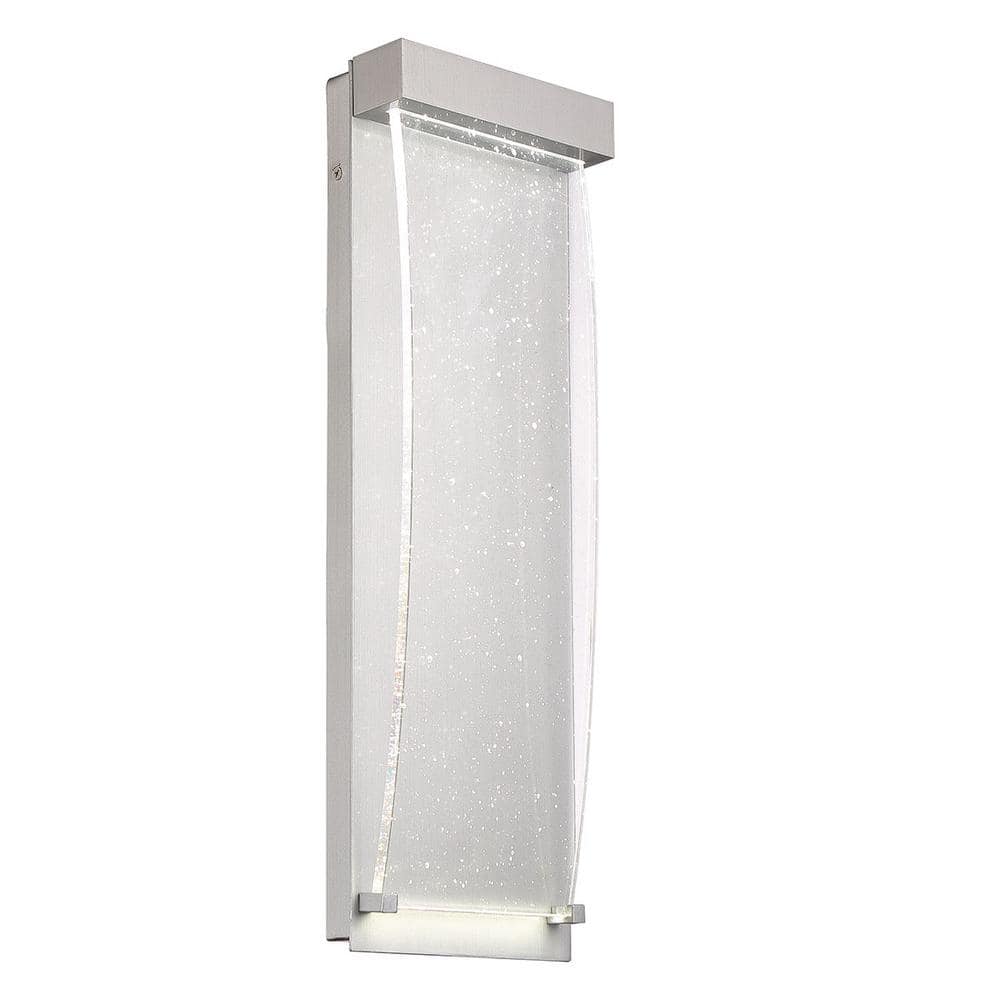 Brushed Silver LED Outdoor Wall Sconce with Seeded Glass