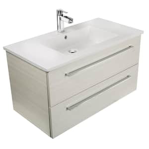 Silhouette 30in. W x 18in. D x 20in. H Sink Wall-Mounted Vanity Side Cabinet in White Chocolate with White Acrylic Top