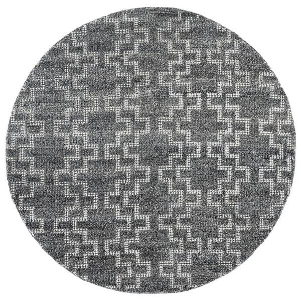 Vermont 6 ft. x 6 ft. Gray Tribal Round Rug