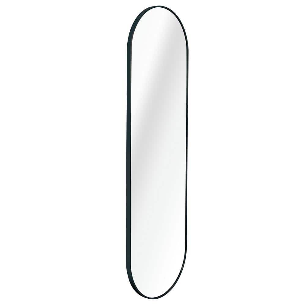 Black pill shaped Bathroom Mirror 63 x 20 in. Large Oval Wall Mirror for Ba