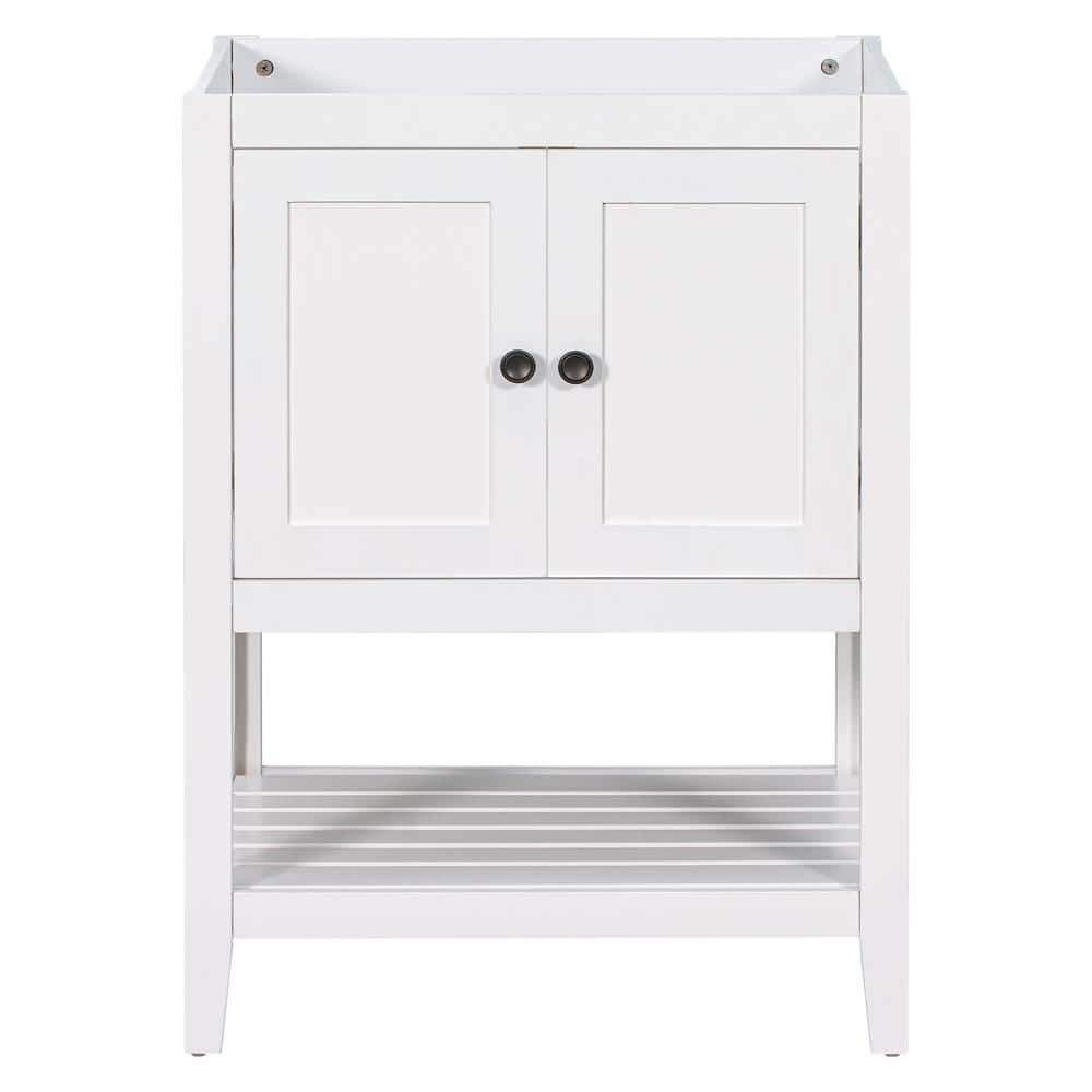 24 in. Wood Bathroom Vanity Top Sample with Single Sink, Bathroom Storage Cabinet, Pull-Out Footrest, White