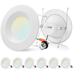 5/6 in. LED Can Light Adjustable CCT 2700K-5000K 17W=90W 1500LM Dimmable Integrated LED Recessed Light Trim (6-Pack)
