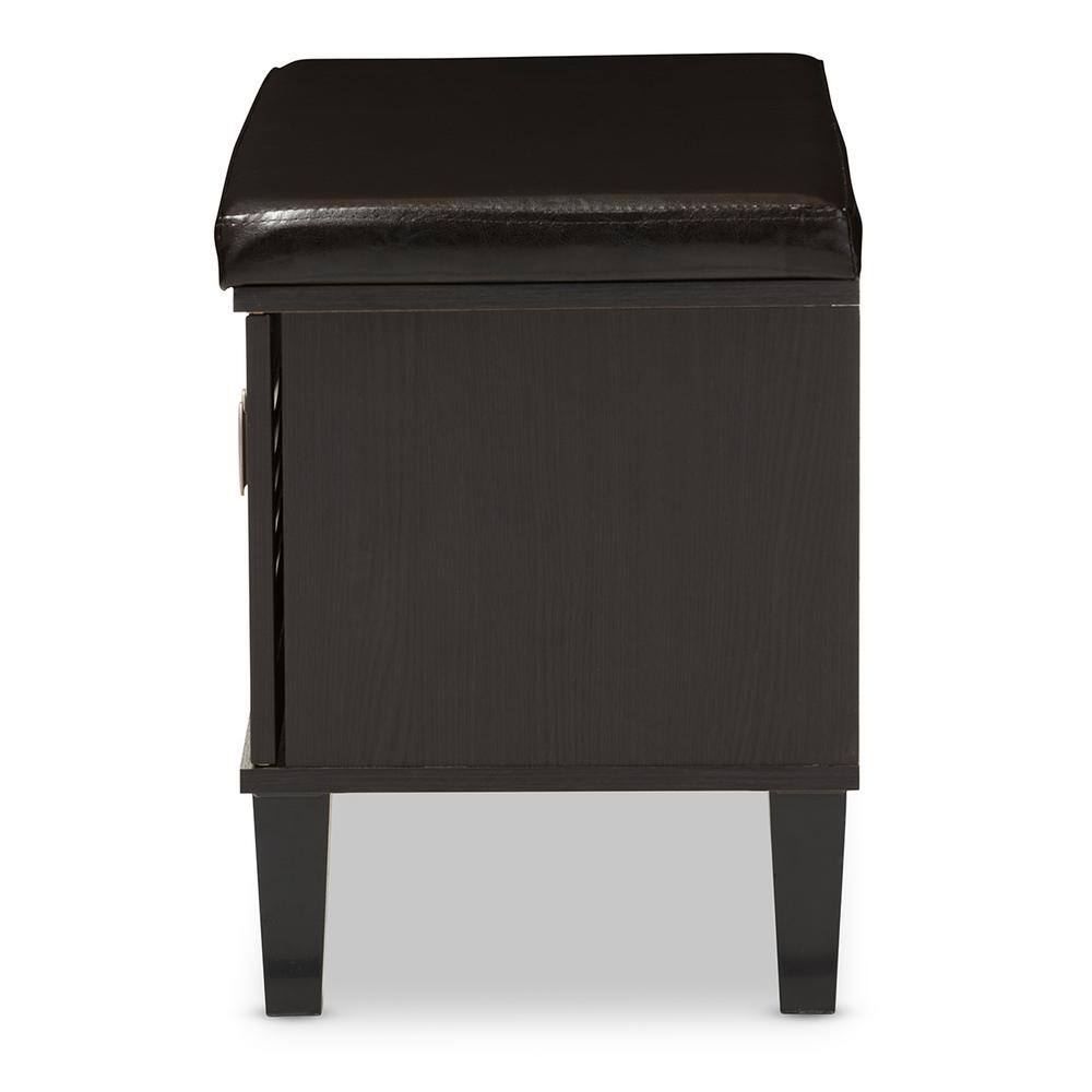 Espresso Modern Entryway Bench with Cushioned Seat and Shoe Storage