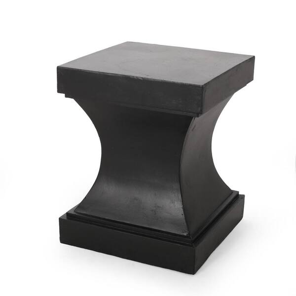 Miscool Anky Black Square Magnesium Oxide 21.5 in. H Outdoor Side Table