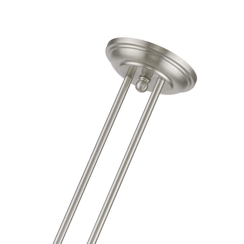 Elegant Brushed Nickel 3-Light Linear Chandelier with Hand-Blown Glass