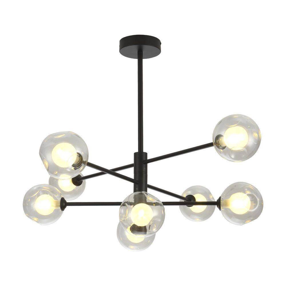 8 Light Modern Black Adjustable Hanging Height Chandelier with Clear Glass Shade and 8 G9 Bulbs Included for Living Room price history on PriceWatchPro