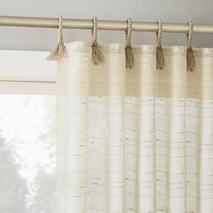 Noemi Slub Stripe Rope Tab Natural Polyester 50 in. W x 84 in. L Tab Top Light Filtering Curtain (Single Panel)