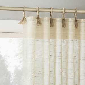 Noemi Slub Stripe Rope Tab Natural Polyester 50 in. W x 96 in. L Tab Top Light Filtering Curtain (Single Panel)