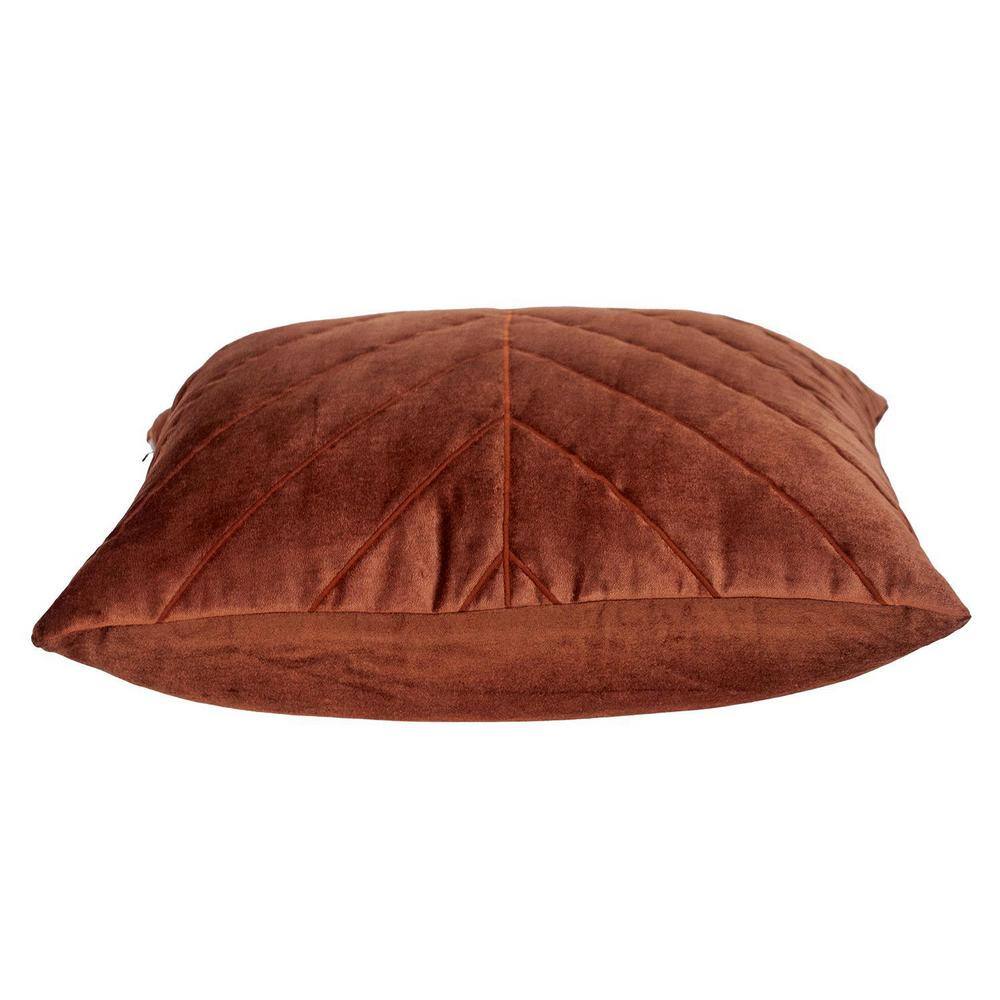 Burnt Orange Geometric Stitched Velvet Square Pillow