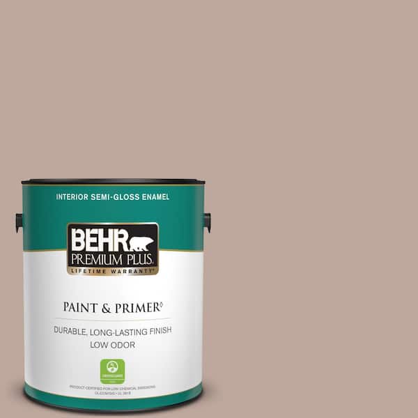 BEHR PREMIUM PLUS 1 gal. #PWL-88 Heavenly Cocoa Semi-Gloss Enamel Low Odor Interior Paint & Primer
