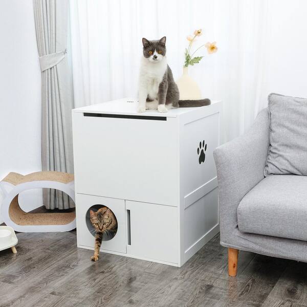 COZIWOW Cat Litter Box Enclosure Large Box House with Table