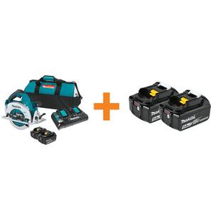 Makita 18-Volt X2 LXT Brushless Lithium-Ion Cordless Circular Saw Kit with 2-Pack 5.0Ah Batteries & Charger + 2-Pack Makita Bl1850B-2 18V LXT Lithium-Ion 5.0Ah Batteries