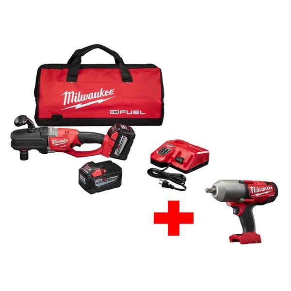 Milwaukee M18 FUEL 18V Brushless Lithium-Ion 1/2 in. Hole Hawg Drill with Quik-Lok 9.0Ah Kit with Free 1/2 Impact Wrench