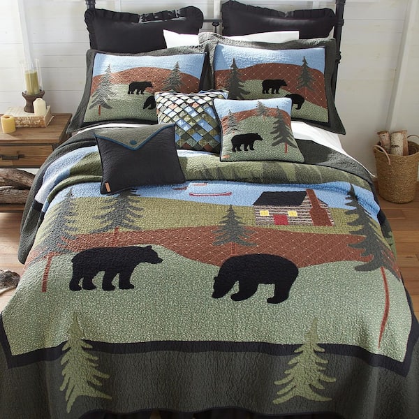 Bear Lake Blue and Green Twin Cotton Quilt