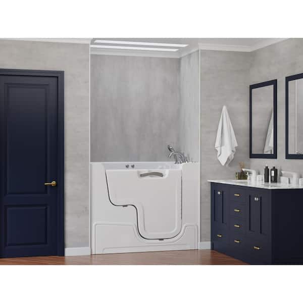 Universal Collection 29 in. L x 52 in. W Whirlpool Jetted Bathtub with Right Drain in White with Powered Fast Drain