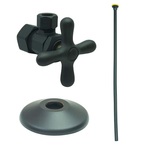 BrassCraft Toilet Kit: 1/2 in. Nom Comp x 3/8 in. O.D. Comp Multi-Turn Angle Valve with 20 in. Riser, Flange in Oil Rubbed Bronze