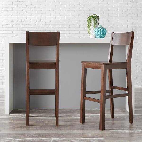 StyleWell Lincoln Chocolate Wood Bar Stools with Square Back (Set of 2