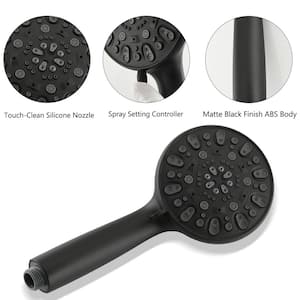 7-Spray Patterns 5 in. Wall Mount Round High Pressure Dual Fixed Shower Head Spa System in Matte Black