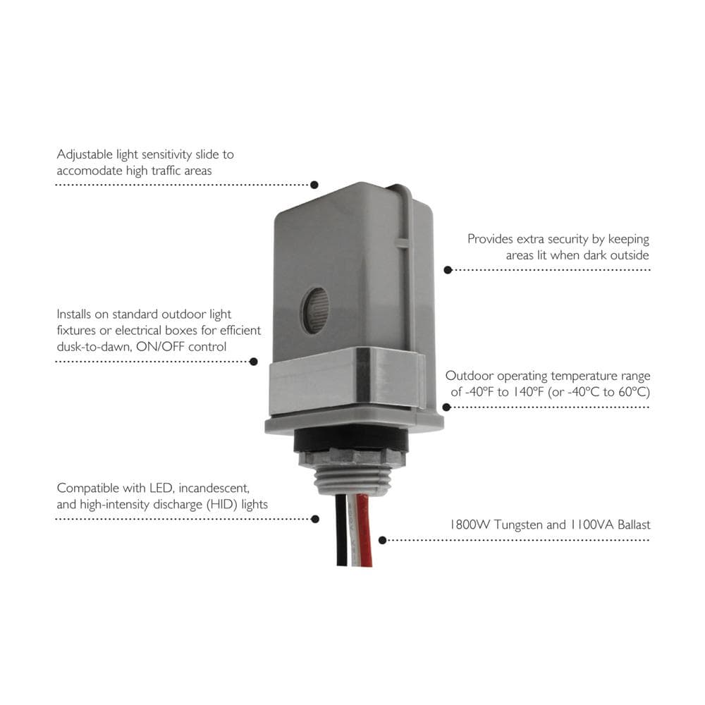 Gray Hardwired Outdoor Photocontrol Sensor