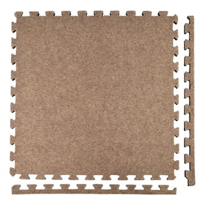 Royal - Tan - Brown Residential 24 x 24 in. Interlocking Carpet Tile Square (60 sq. ft.)