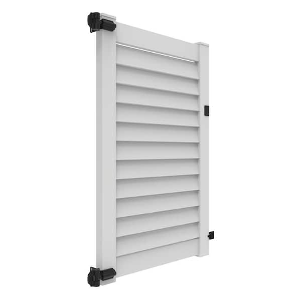 Louvered 4 ft. x 6 ft. White Vinyl Privacy Fence Gate