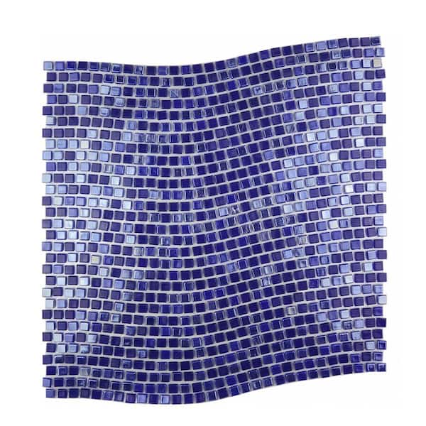 Galaxy Iridescent Blue 12 in. x 12 in. Wavy Square Glass Wall Pool Floor Mosaic Tile (13 sq.ft./Case)