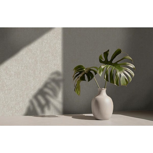 Ivory Plain Coarse Woven Textile Effect Print Non Woven Non-Pasted Textured Wallpaper 57 Sq. Ft.