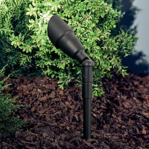 Low Voltage 7.5 in. Textured Black Hardwired Outdoor Weather Resistant Spotlight with No Bulbs Included